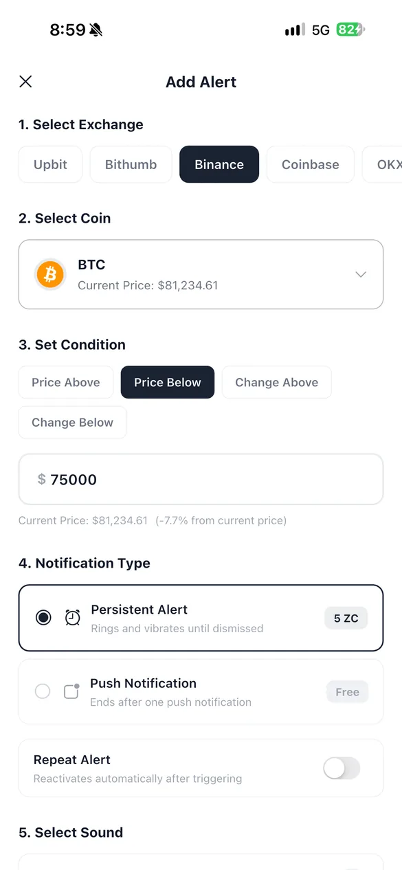 Create alarm