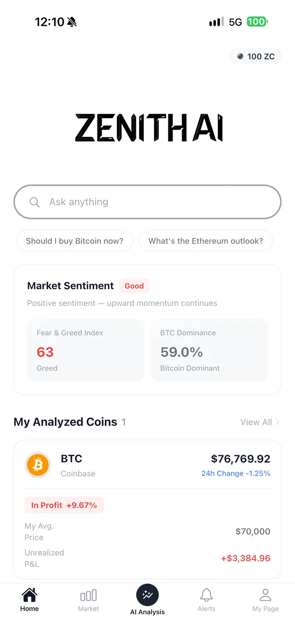 Home dashboard